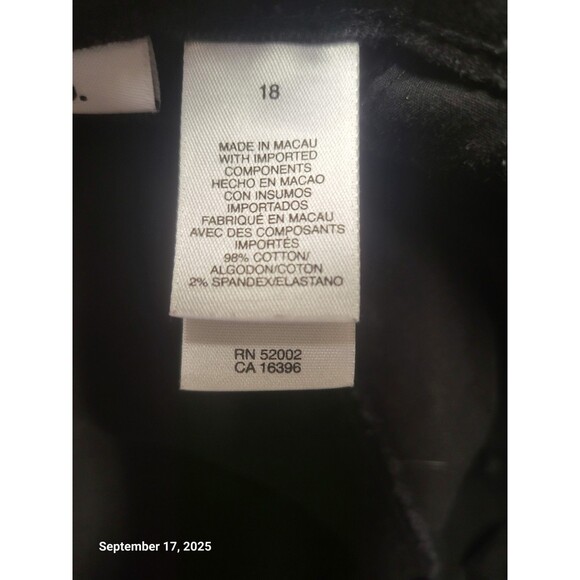 Liz Claiborne Women’s Plus Size 18 Mid-Rise Jeans Black Wide Leg Pants - Picture 10 of 10